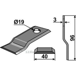 Slåmaskinkniv - 96x40x3mm - Pöttinger