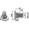 Knivbolt - 12.9 - M12x1,75mm - Krone