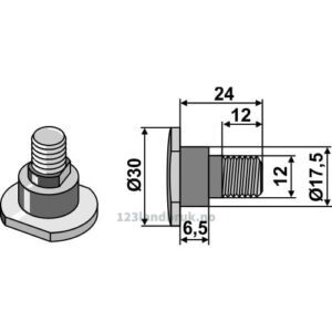 Knivbolt - 12.9 - M12x1,75mm - Krone