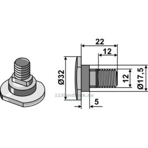 Knivbolt - 12.9 - M12x1,75mm - Claas