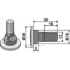 Knivbolt - 12.9 - M12x1,75mm - Kverneland, Taarup, Vicon, Deutz-Fahr, JF-Stoll, Vicon/PZ