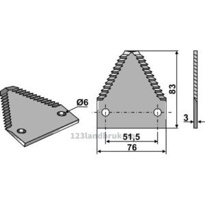 Slåmaskinkniv - 83x76x3mm - Claas