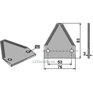 Slåmaskinkniv - 83x76x3mm - New Holland