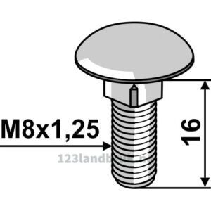 Låsebolt - 8.8 - M8x1,25x16mm - Galvanisert - Kemper, Strautmann