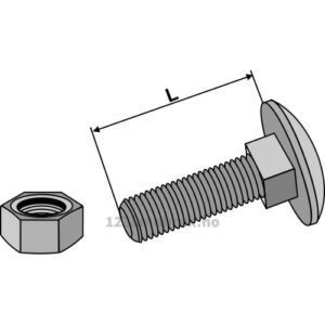 Låsebolt med Mutter - 8.8 - M8x1,25x20mm - Galvanisert