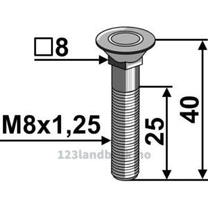 Kultivatorbolt - 10.9 - M8x1,25x80mm