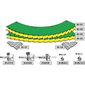 Knivsett med Bolter - John Deere, Kemper