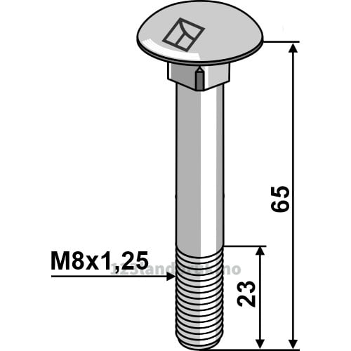 Låsebolt med Mutter - 8.8 - M8x1,25x65mm - Galvanisert