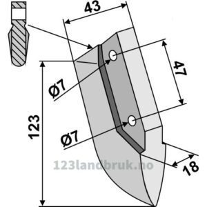 Såskjær, metall - 123mm - Kverneland