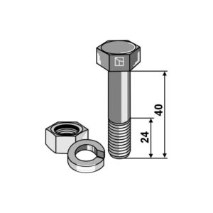 Bolt med mutter og låseskive 12.9 716 UNFx40mm (2)