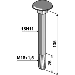 Låsebolt - 10.9 - M18x1,5x135mm - Dücker
