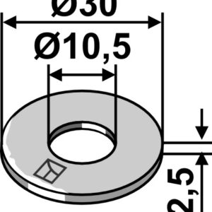 Skive M10 Ø10,5x30x2,5 mm