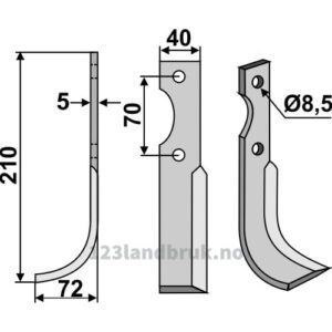 Rotorfreskniv - 210x40x5mm - Venstre - Adriatica