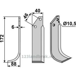 Rotorfreskniv - 172x40x6mm - Venstre - Adriatica