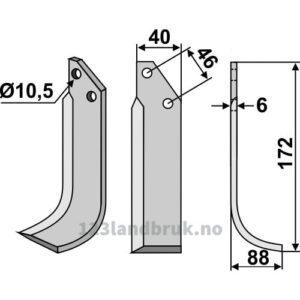 Rotorfreskniv - 172x40x6mm - Høyre - Adriatica