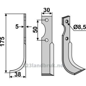 Rotorfreskniv - 175x30x5mm - Venstre - Adriatica
