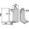 Rotorfreskniv - 192x70x6mm - Venstre - Agria