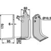 Rotorfreskniv - 170x60x6mm - Venstre - Agria