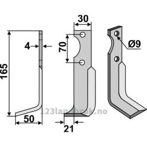 Rotorfreskniv - 165x30x4mm - Venstre - Agria