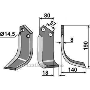 Rotorfreskniv - 190x80x8mm - Høyre - Alpego