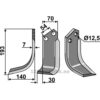 Rotorfreskniv - 193x70x7mm - Venstre - Badalini