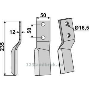 Rotorfreskniv - 235x50x12mm - Venstre - Badalini