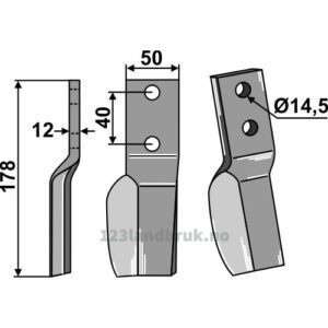 Rotorfreskniv - 178x50x12mm - Venstre - Badalini