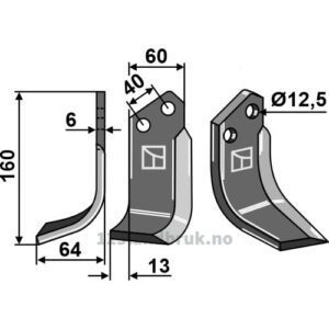 Rotorfreskniv - 160x60x6mm - Venstre - Badalini