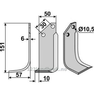 Rotorfreskniv - 151x50x6mm - Venstre - Badalini
