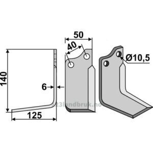 Rotorfreskniv - 140x50x6mm - Venstre - Baiano