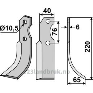 Rotorfreskniv - 220x40x6mm - Høyre - Barbieri