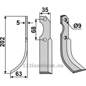 Rotorfreskniv - 202x35x5mm - Venstre - Barbieri