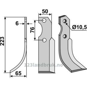 Rotorfreskniv - 223x50x6mm - Venstre - Barbieri