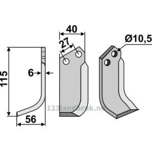 Rotorfreskniv - 115x40x6mm - Venstre - B.C.S.