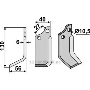 Rotorfreskniv - 130x40x6mm - Venstre - B.C.S.
