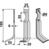Rotorfreskniv - 185x25x6mm - Venstre - B.C.S.
