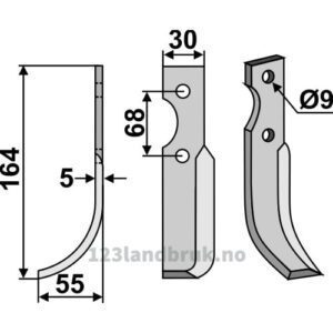 Rotorfreskniv - 164x30x5mm - Venstre - Benassi