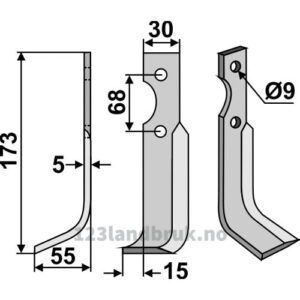 Rotorfreskniv - 173x30x5mm - Venstre - Benassi