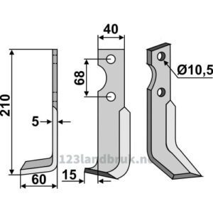 Rotorfreskniv - 210x40x5mm - Venstre - Benassi