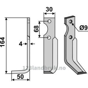Rotorfreskniv - 164x30x4mm - Venstre - Benassi