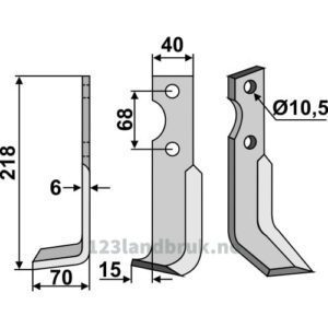 Rotorfreskniv - 218x40x6mm - Venstre - Benassi