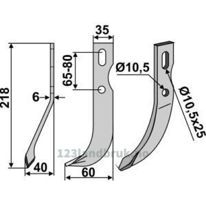 Rotorfreskniv - 218x35x6mm - Venstre - Benassi
