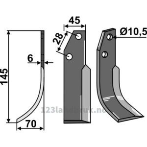 Rotorfreskniv - 145x45x6mm - Venstre - Bertolini
