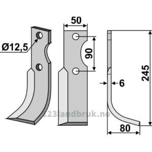 Rotorfreskniv - 245x50x6mm - Høyre - Bertolini