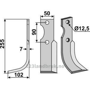 Rotorfreskniv - 255x50x7mm - Venstre - Bertolini, Ferrari