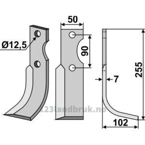Rotorfreskniv - 255x50x7mm - Høyre - Bertolini, Ferrari