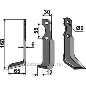 Rotorfreskniv - 168x30x6mm - Venstre - Bertolini