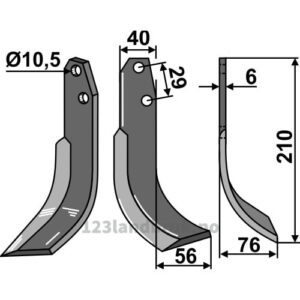Rotorfreskniv - 210x40x6mm - Høyre - Oosterlaan