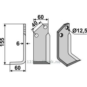 Rotorfreskniv - 155x60x6mm - Venstre - Breviglieri