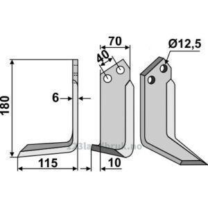 Rotorfreskniv - 180x70x6mm - Venstre - Breviglieri